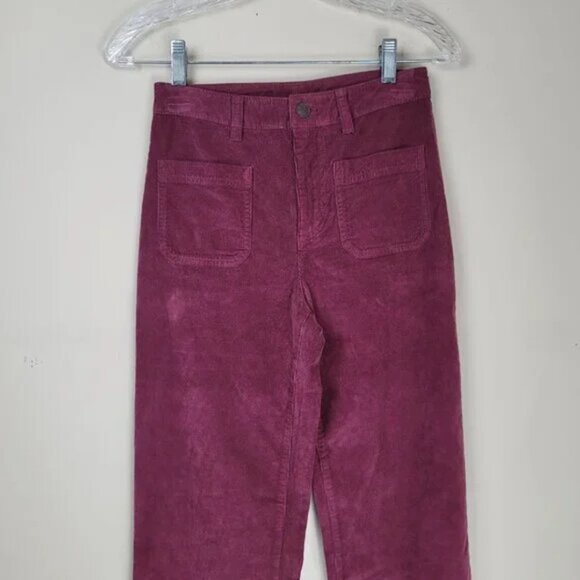 Faherty Maroon Banner Stretch Corduroy Wide Leg Pants - Picture 7 of 14